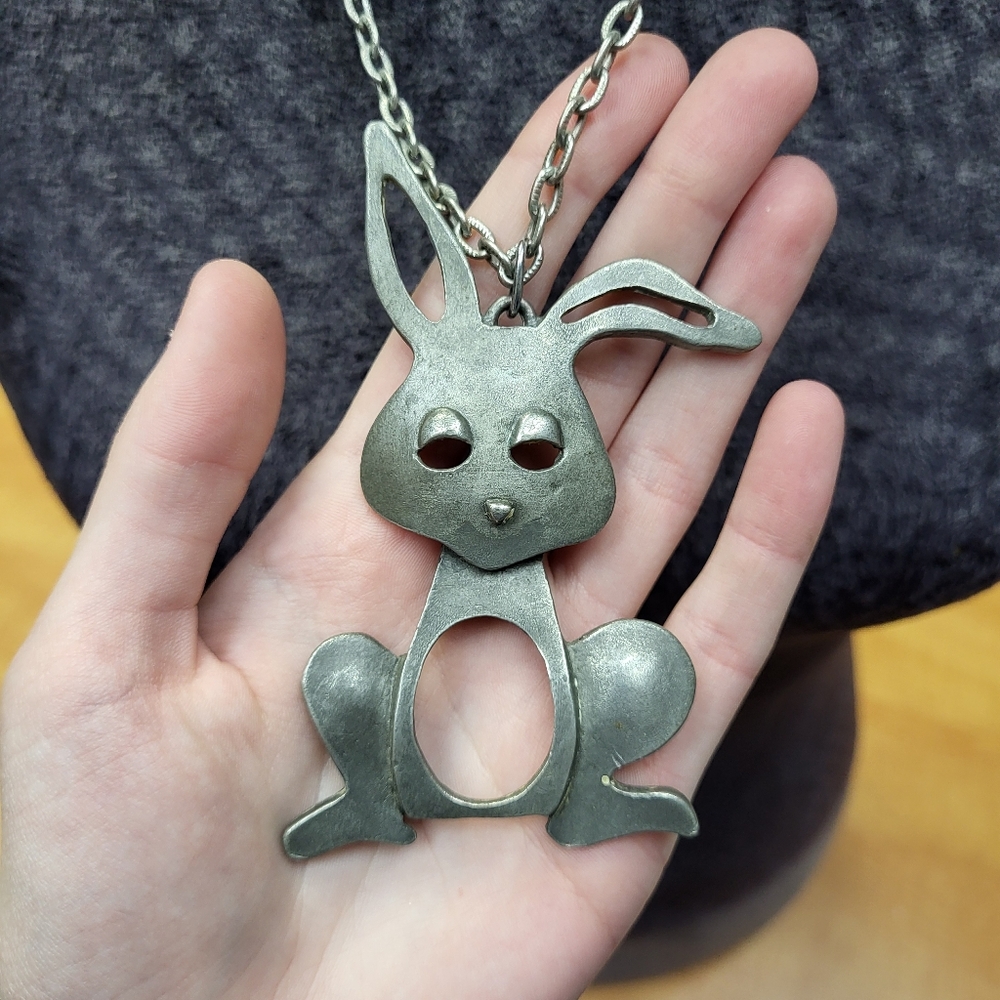 Metal Bunny Pendant Necklace